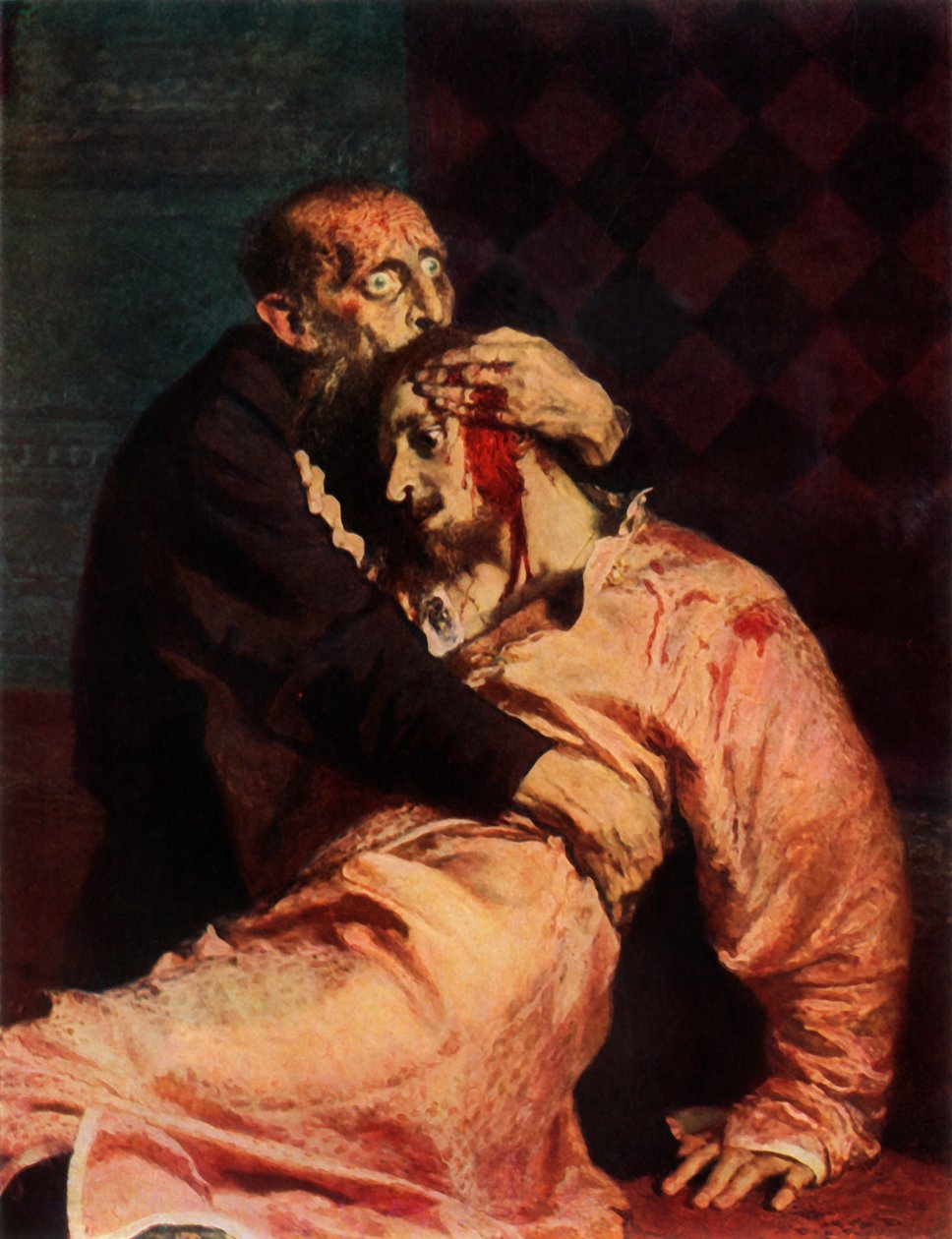 "Ivan den förskräcklige och hans son Ivan den 16 november 1581", 1885, 1965. av Ilya Efimovich Repin