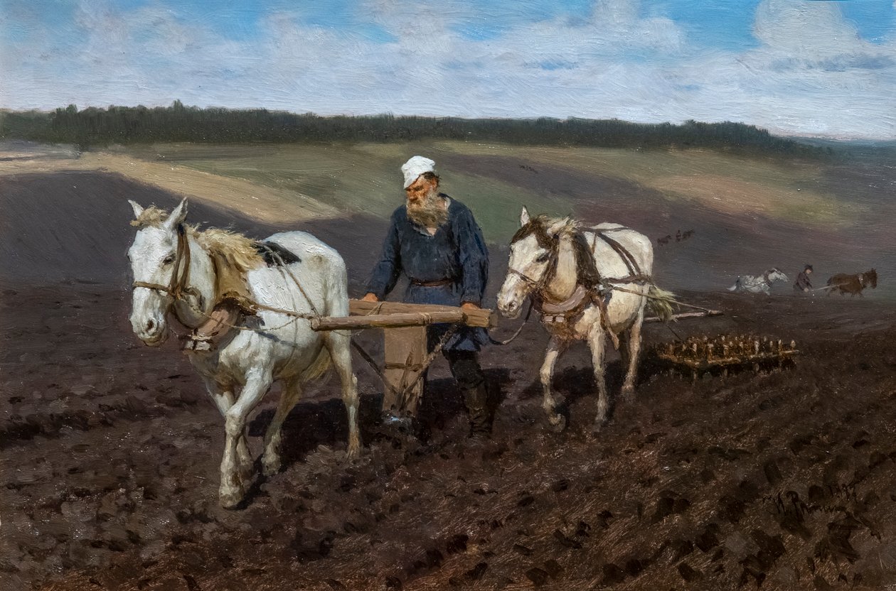 LEON TOLSTOI LABOURANT av Ilya Efimovich Repin