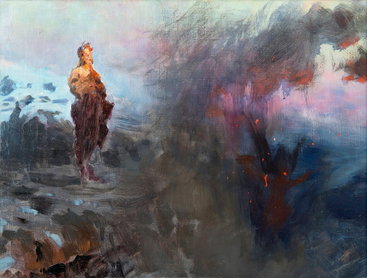 La tentation du Christ - The Temptation of Christ - Peinture de Ilya Yefimovich Repin (1844-1930), - Olja på duk, 47x60 - Privat samling av Ilya Efimovich Repin