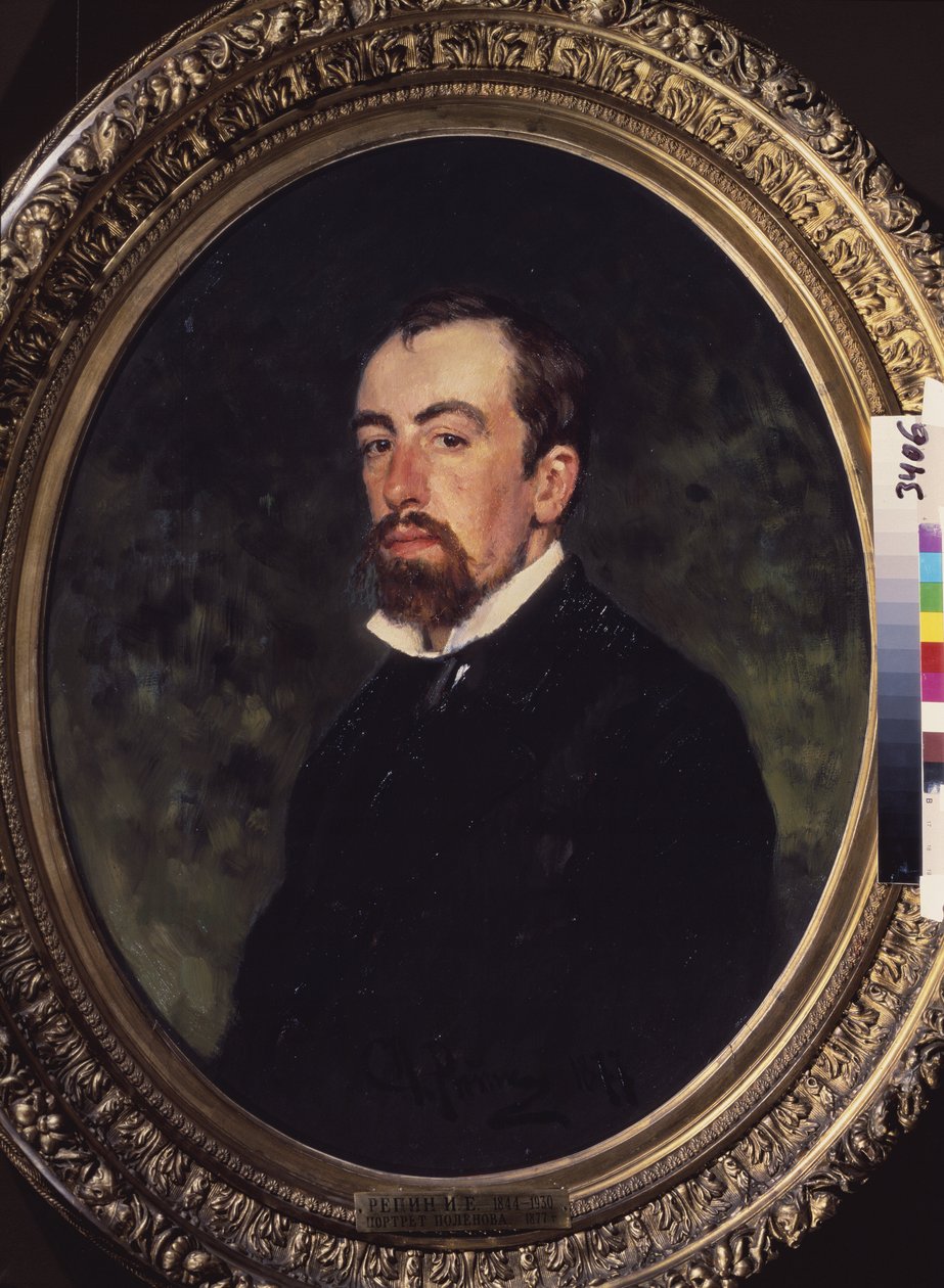 Porträtt av konstnären Vasilij Polenov (1844-1927). Målning av Ilya Yefimovich Repin (Ilia Repin) (1844-1930), olja på duk av Ilya Efimovich Repin