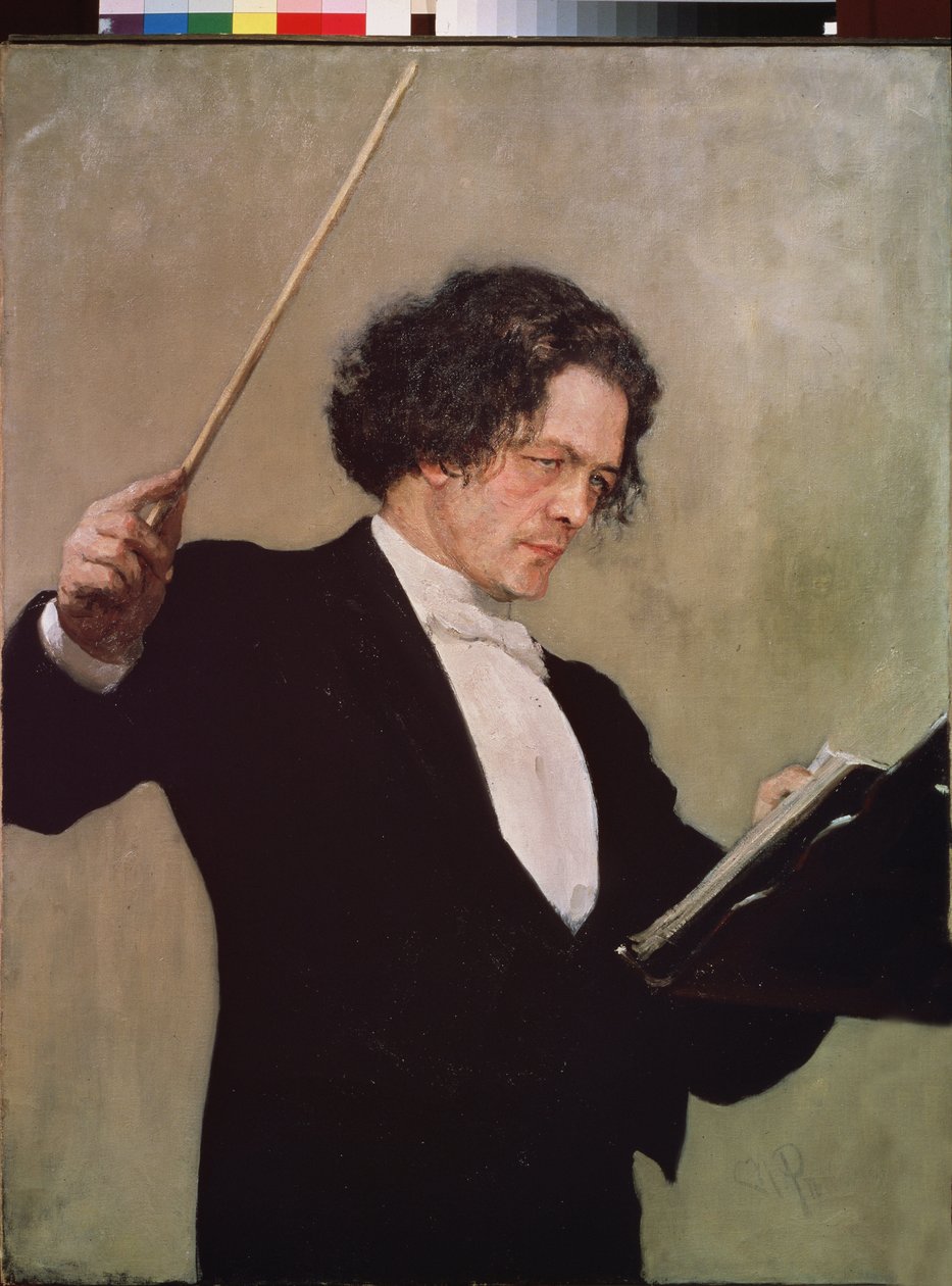 Porträtt av tonsättaren Anton Rubinstein (1829-1894). Målning av Ilya Yefimovich Repin (Ilia Repin) (1844-1930), olja på duk av Ilya Efimovich Repin