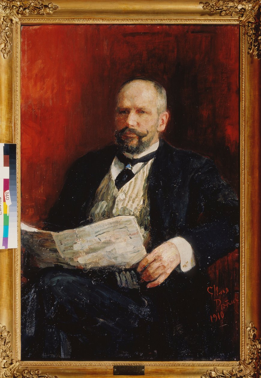 Porträtt av premiärminister Pyotr A. Stolypin (Piotr Stolypin) (1862-1911). Målning av Ilya Yefimovich Repin (Ilia Repin) (1844-1930), olja på duk av Ilya Efimovich Repin
