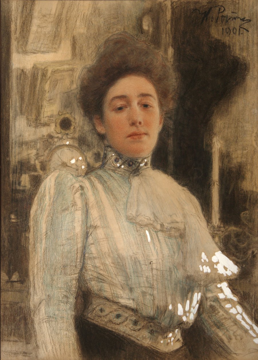 Porträtt av Alexandra Pavlovna Botkina 1867-1959, 1901 av Ilya Efimovich Repin