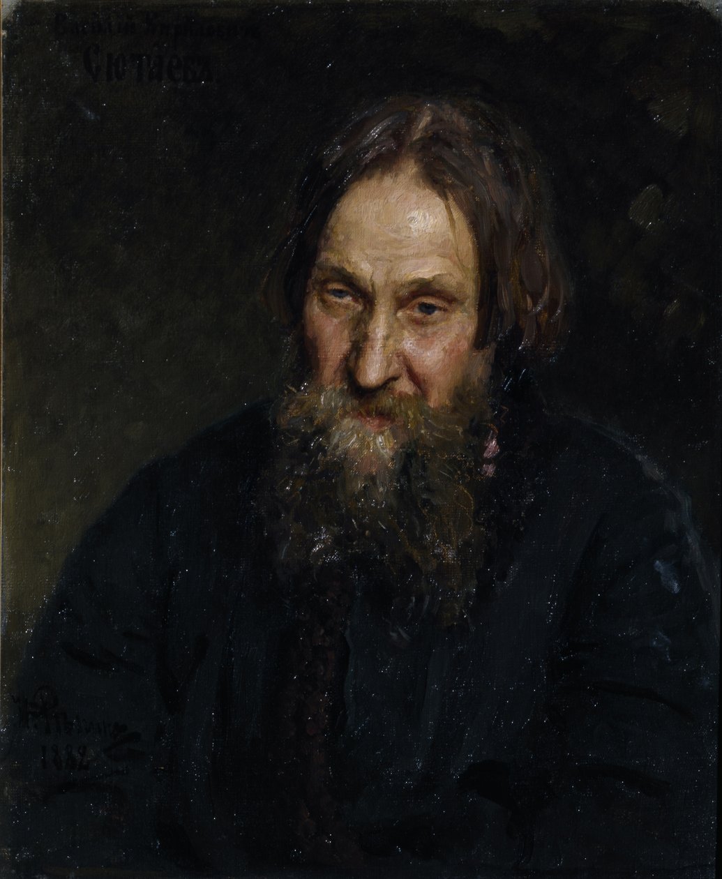 Porträtt av Vasilij Kirillovich Syutaev 1819-1892, 1882 av Ilya Efimovich Repin