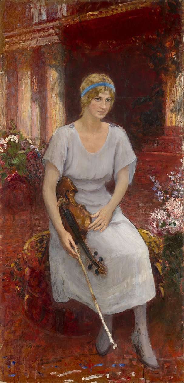 Porträtt av violinisten Cecilia Hansen 1897-1989, 1922 av Ilya Efimovich Repin