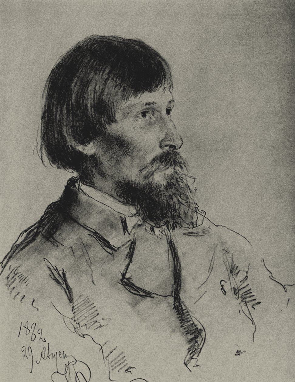 Porträtt av konstnären Viktor Vasnetsov 1848-1926 av Ilya Efimovich Repin