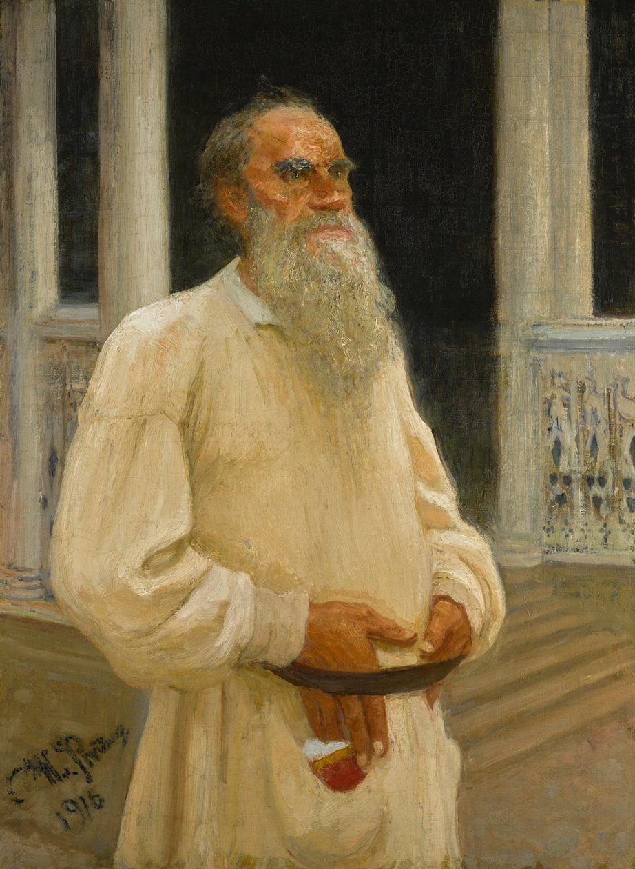 Porträtt av författaren greve Lev Nikolajevitj Tolstoj 1828-1910, 1916. av Ilya Efimovich Repin
