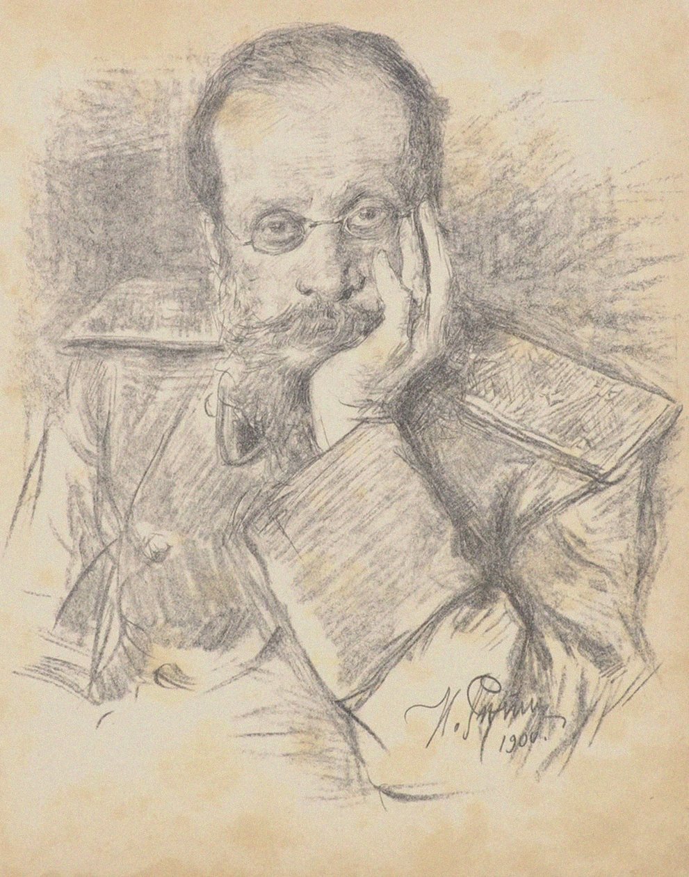 Porträtt av kompositören César Antonovich Cui 1835-1918, 1900. av Ilya Efimovich Repin