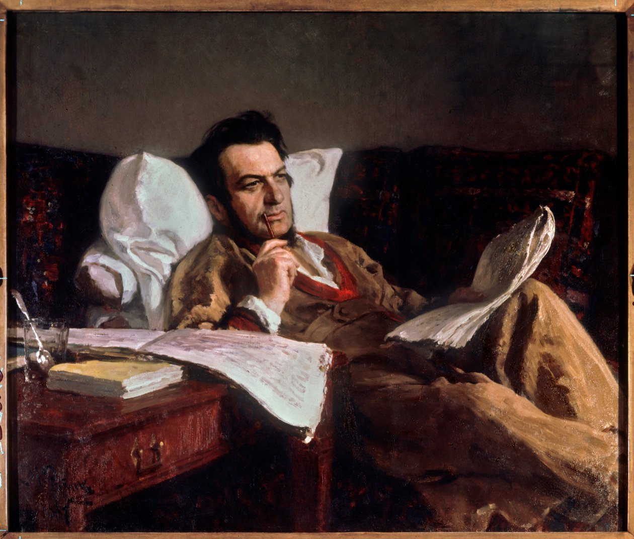 Porträtt av kompositören Mikhail I Glinka av Ilya Efimovich Repin