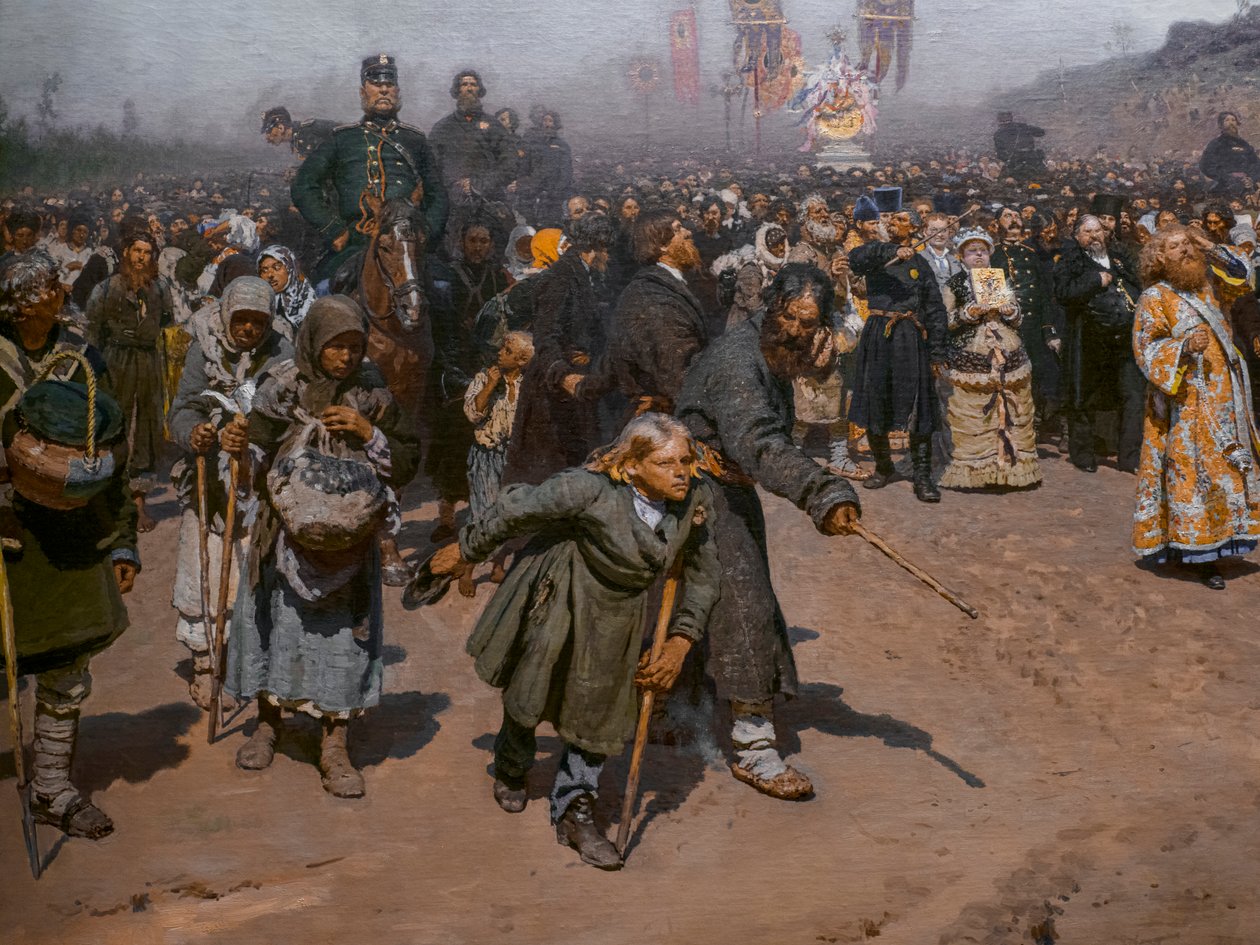 RELIGIÖS PROCESSION I KURSK-PROVINSEN (detalj) av Ilya Efimovich Repin