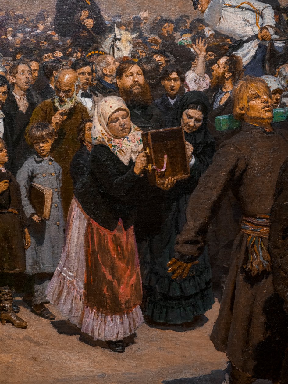 RELIGIÖS PROCESSION I KURSK-PROVINSEN (detalj) av Ilya Efimovich Repin