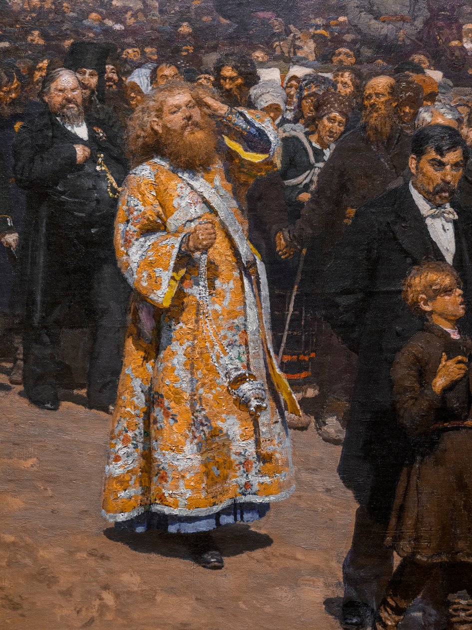 RELIGIÖS PROCESSION I KURSK-PROVINSEN (detalj) av Ilya Efimovich Repin