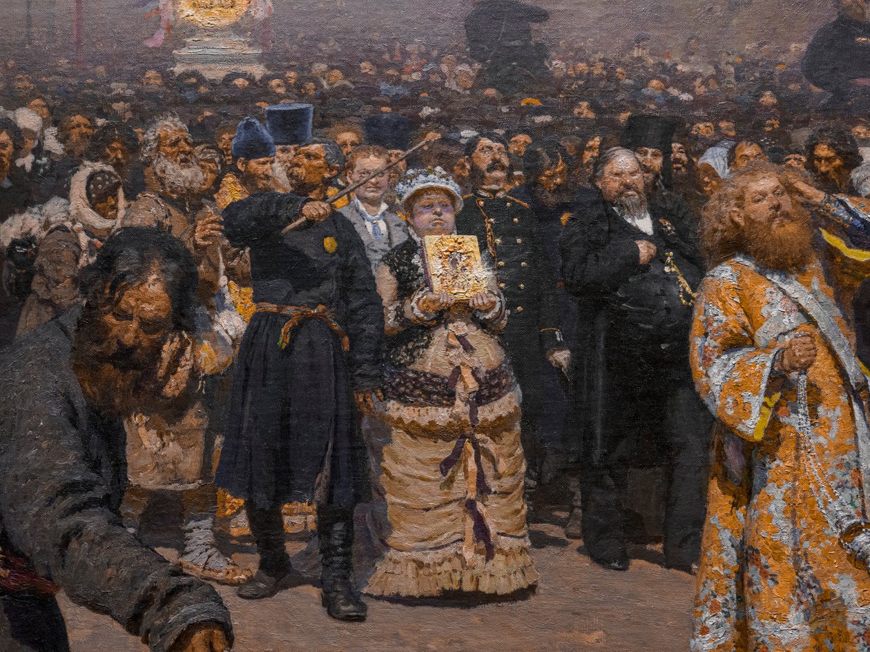 RELIGIÖS PROCESSION I KURSK-PROVINSEN (detalj) av Ilya Efimovich Repin