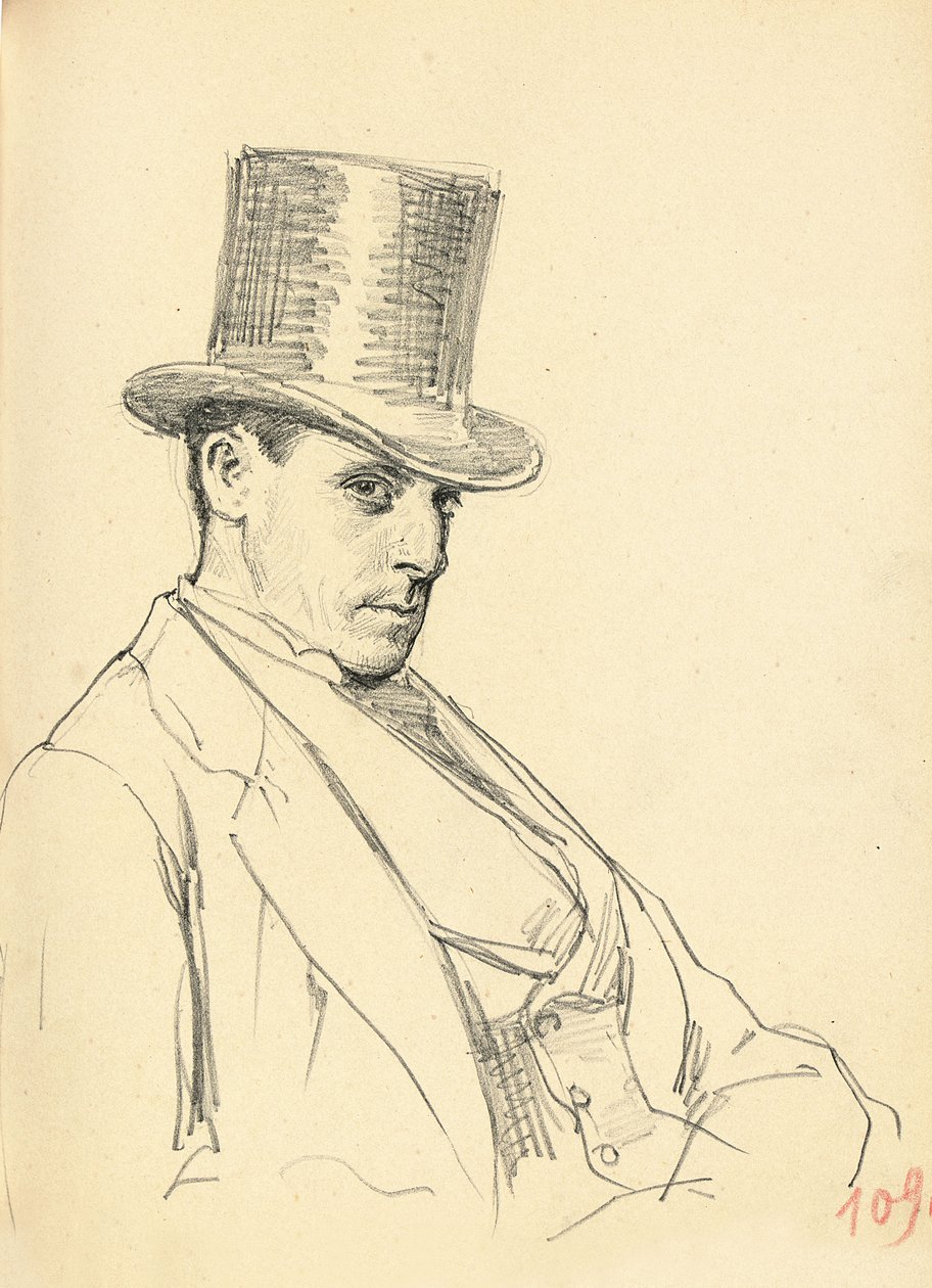 Sittande man med hög hatt, ca. 1872-1875 av Ilya Efimovich Repin