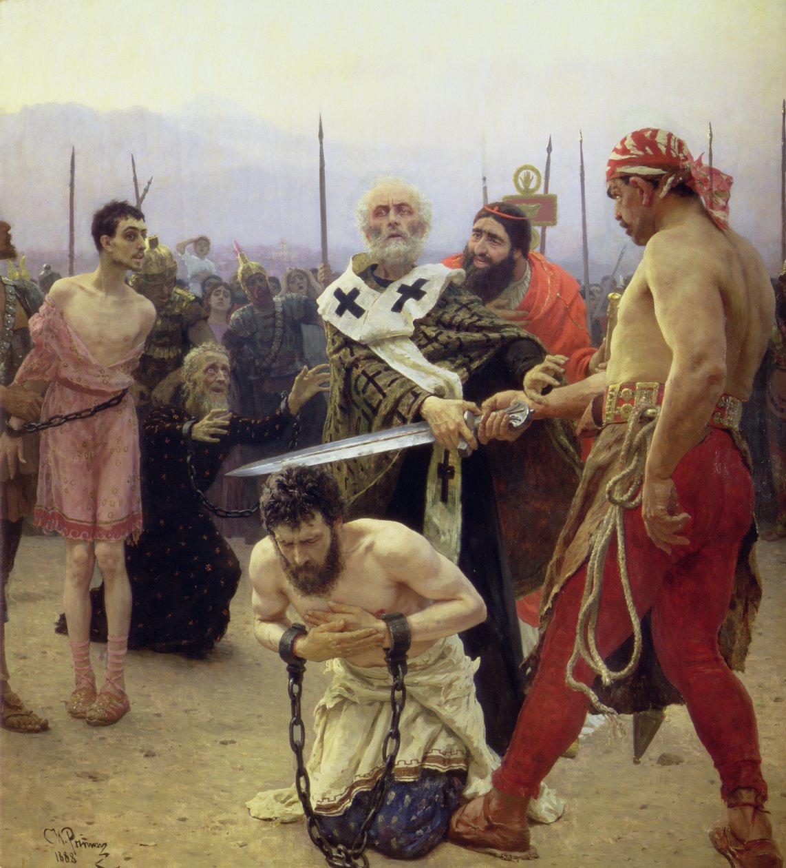 St Nicholas levererar tre orättvist fördömda män från döden av Ilya Efimovich Repin