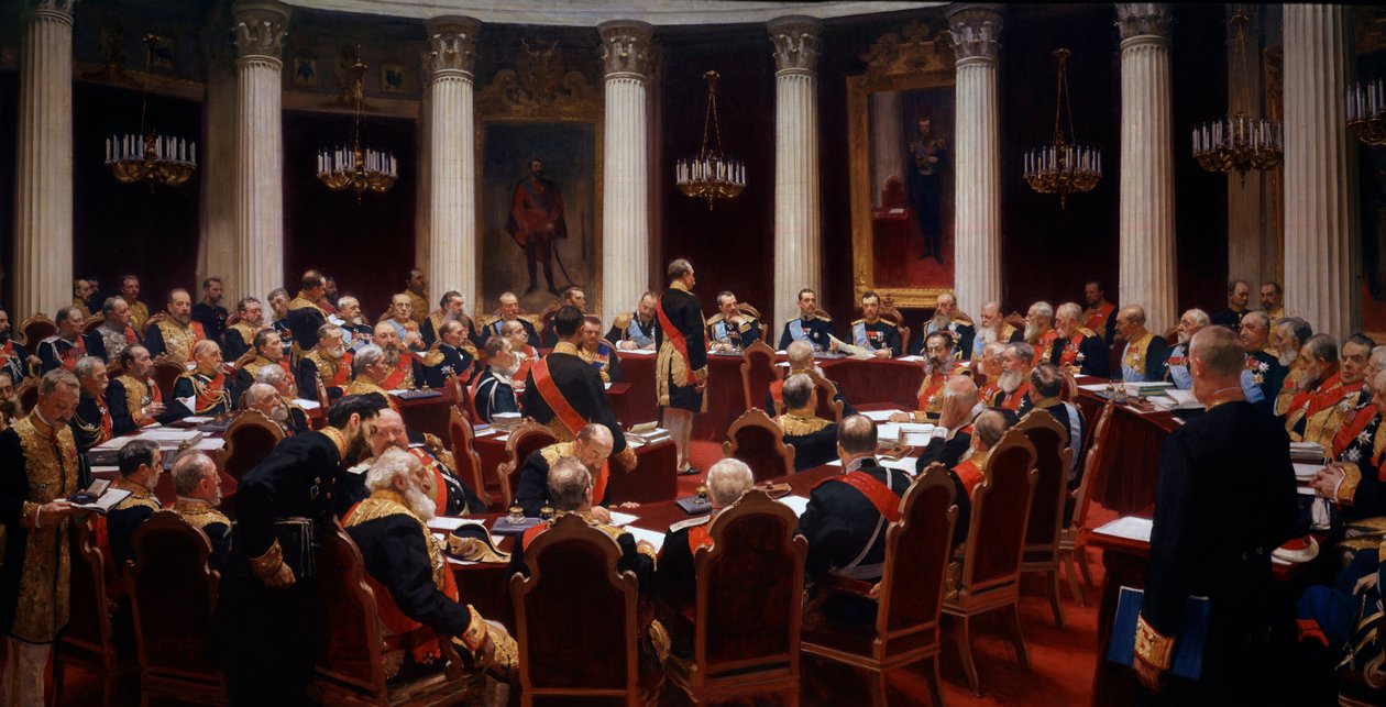 Statsrådets ceremoniella möte den 7 maj 1901 av Ilya Efimovich Repin