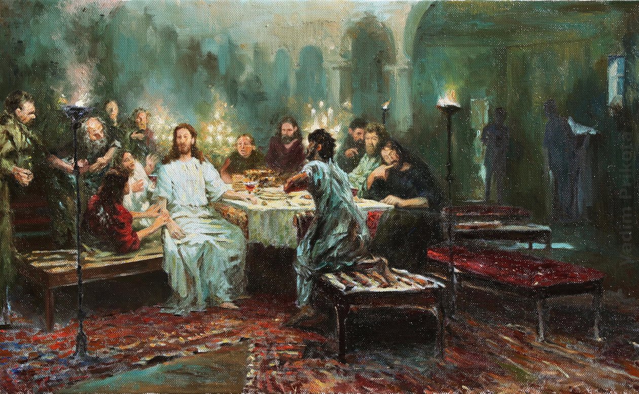 Den sista måltiden av Repin, Ilya Yefimovich (1844-1930) av Ilya Efimovich Repin