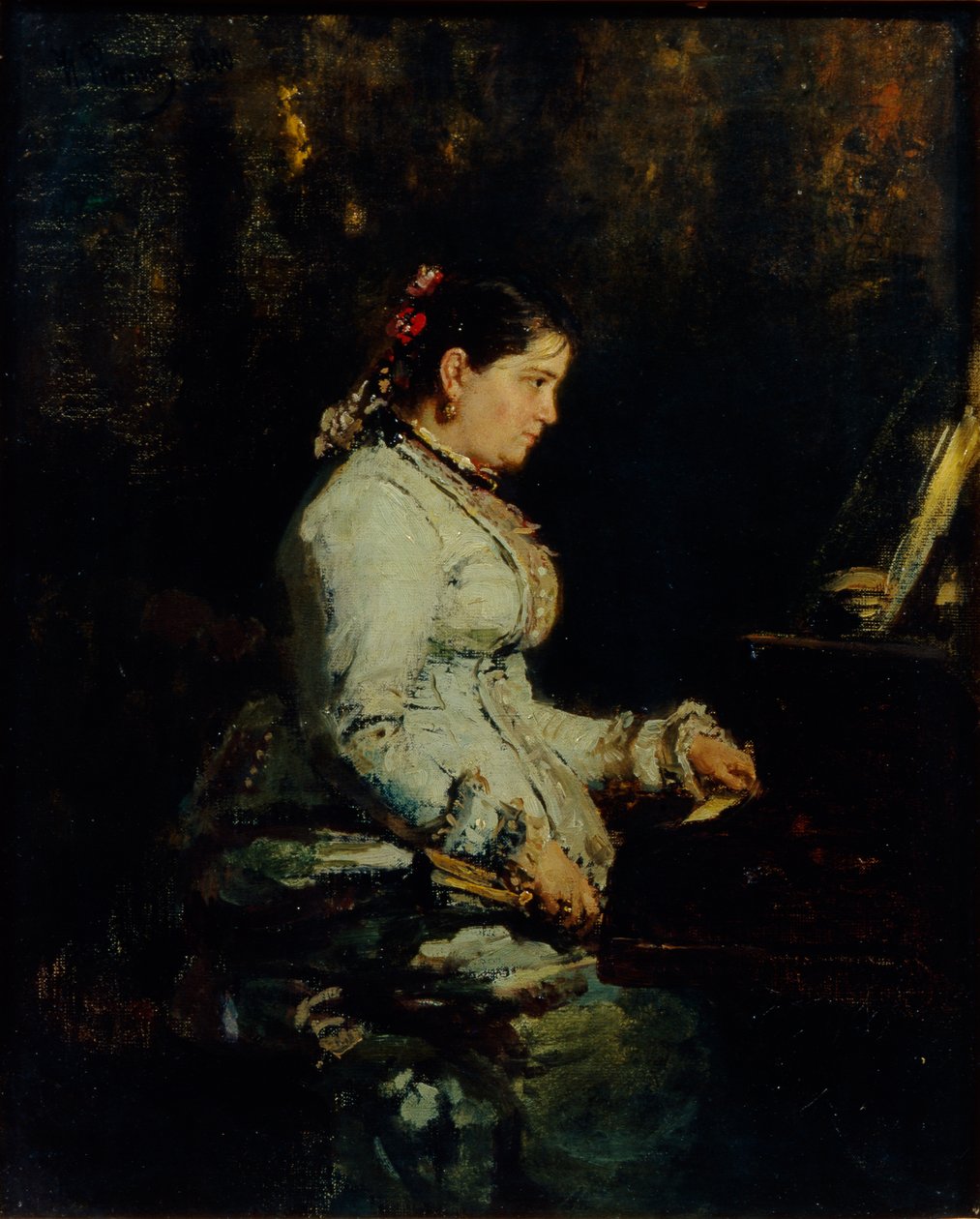 Kvinna vid en flygel, 1880 av Ilya Efimovich Repin