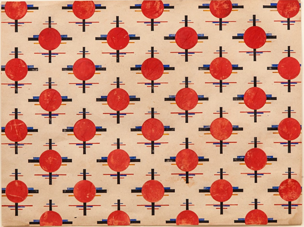 Suprematistiskt mönster. Tygdesign, ca 1921 av Ilya Grigorevich Chashnik