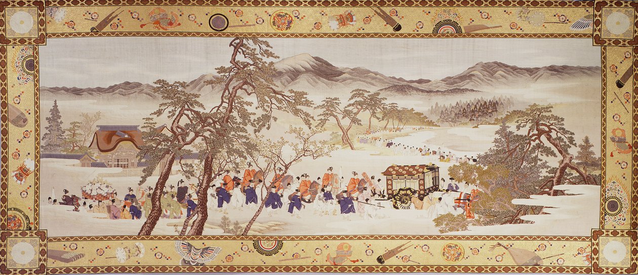 Festival Procession, ca 1890-93 (silke med metalltrådar) av Imao & Yugyo Morizumi (1856 1928) Keinen