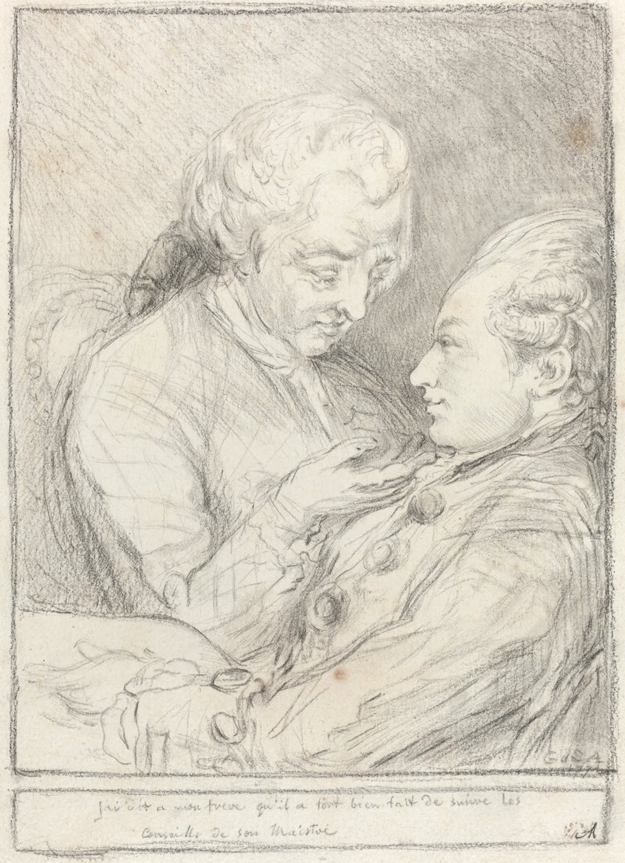 Porträtt av konstnären med hans yngre bror, Augustin Saint-Aubin av Imitator of Gabriel Jacques de Saint Aubin