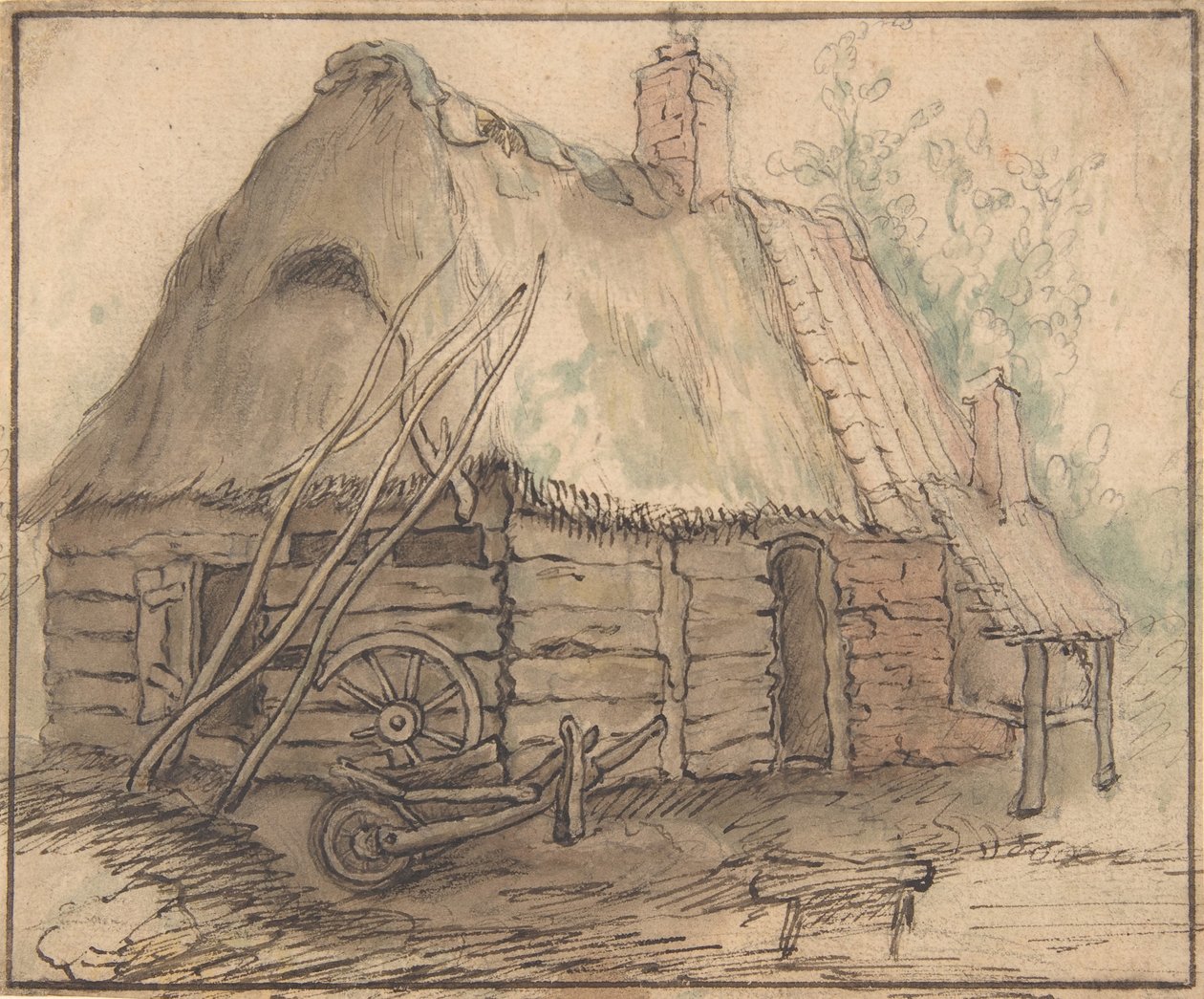 En gårdsbyggnad, sent 1500-mitten av 1600-talet. av In the manner of Abraham Bloemaert.