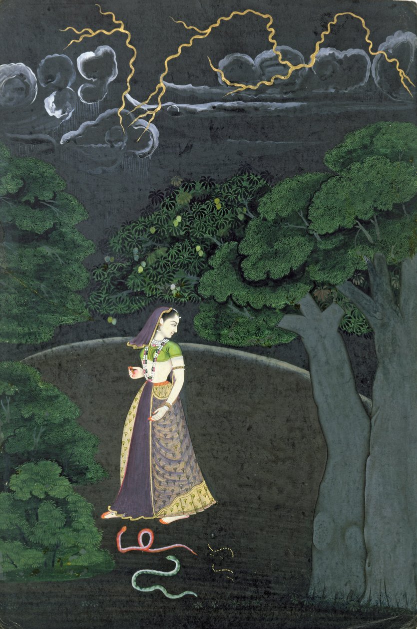 En dam på väg till ett möte, Guler, ca 1760 av Indian School