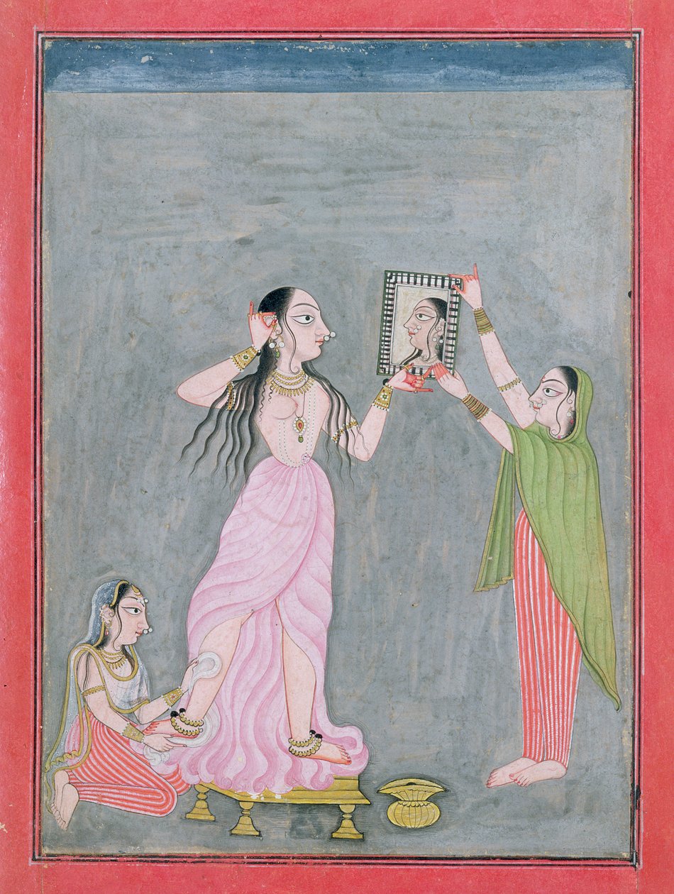 Dam vid hennes toalett, Mankot, ca 1730 av Indian School