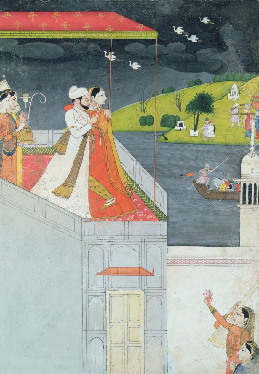 Älskare på en terrass, ca 1780-1800 av Indian School