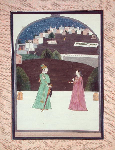 November: Ett möte, från Baramasa, Pahari School, från Himachal Pradesh av Indian School