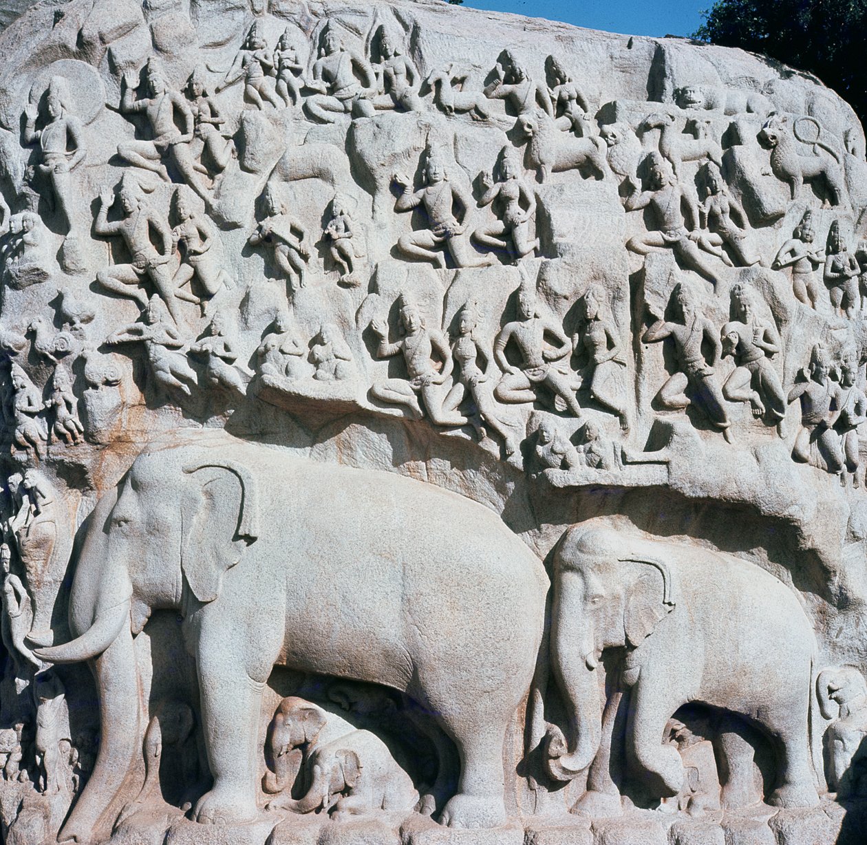 Relief som visar Arjunas botgöring av Indian School