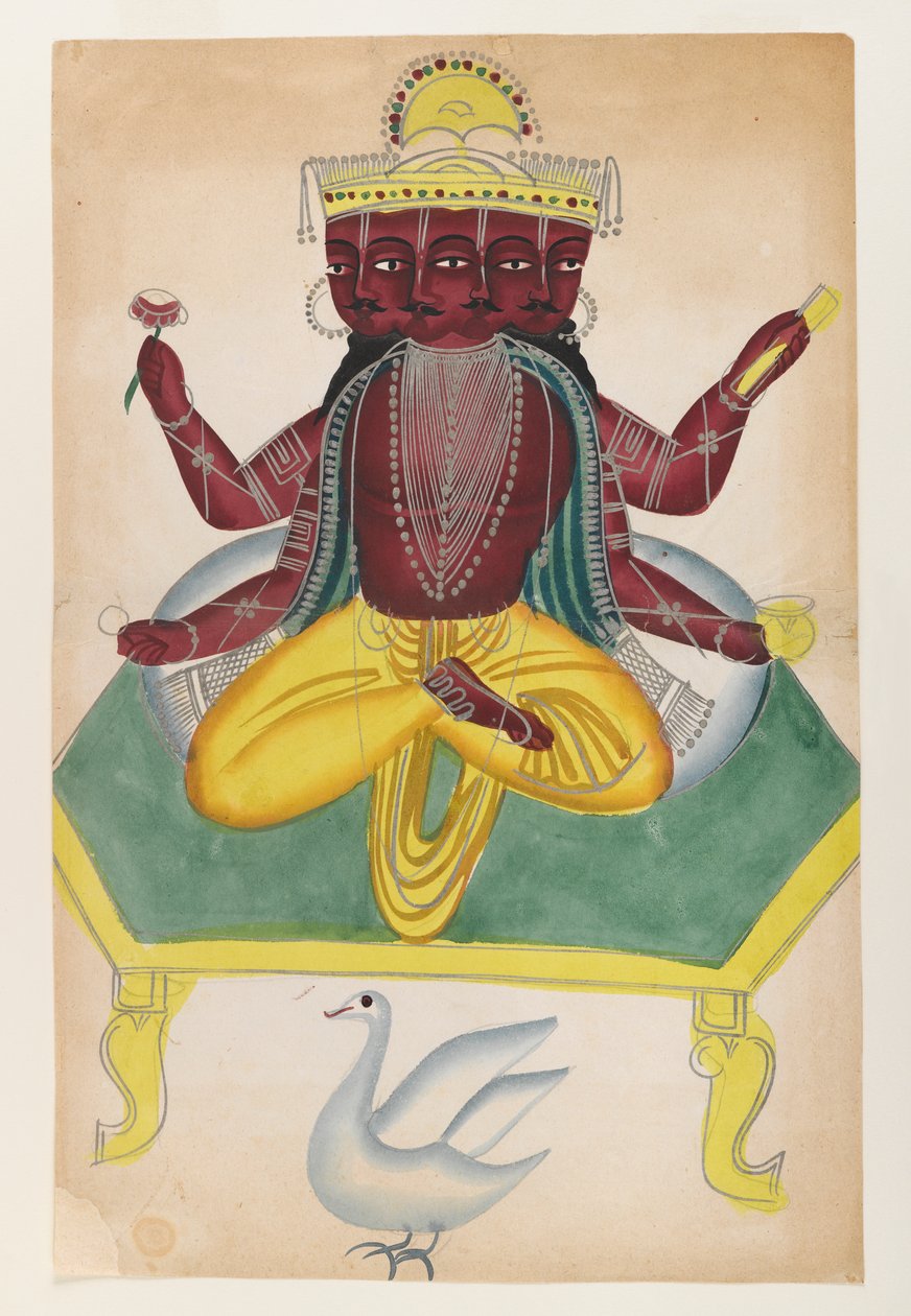 Brahma, sent 1800-tidigt 1900-tal (wc på papper med polerade plåtdetaljer) av Indian School