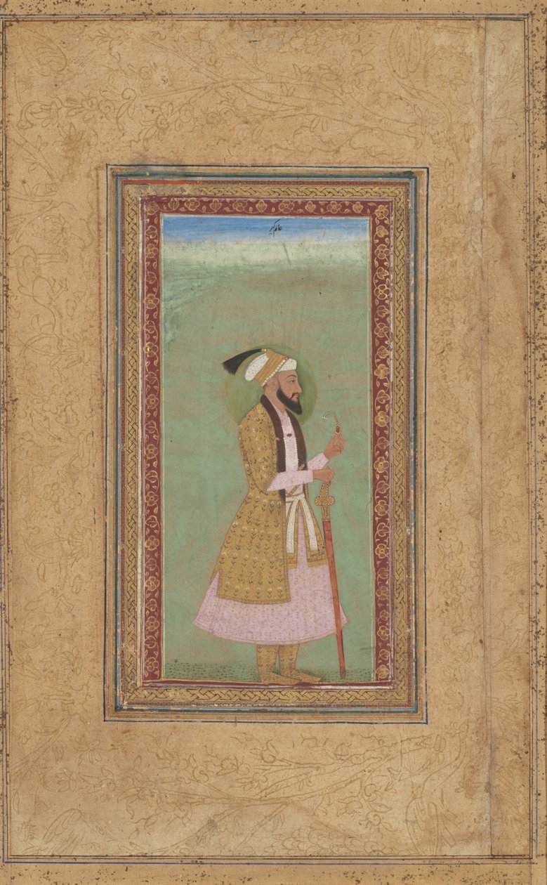 Porträtt av en prins med en rubin av Indian 18th Century