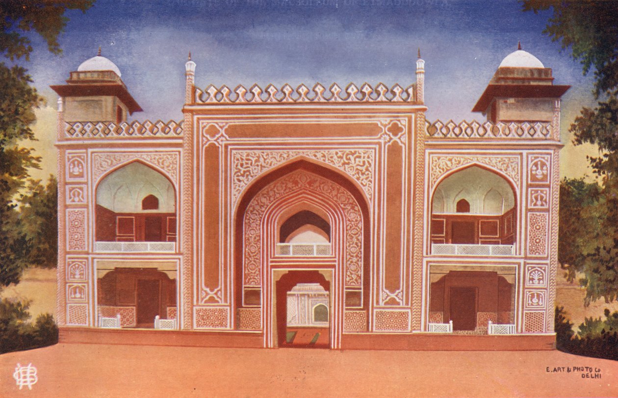 Agra: Porten till Etmadudowlas mausoleum (färgfoto) av Indian photographer