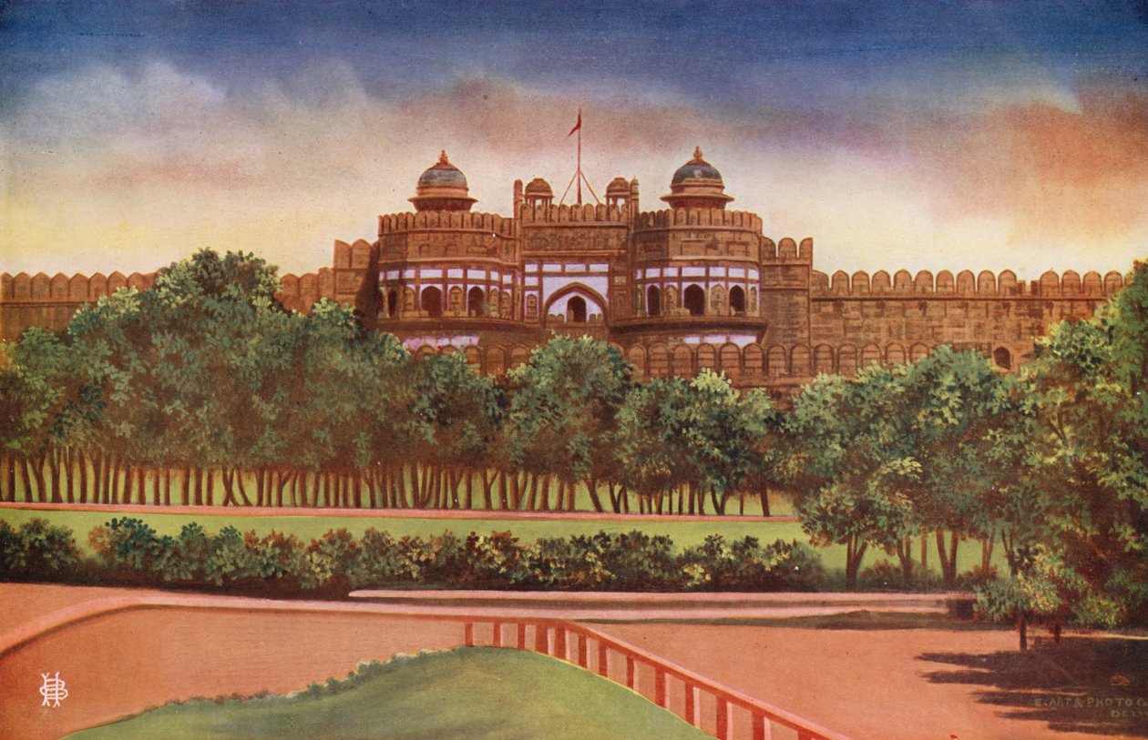 Delhi Gate, Agra Fort (färgfoto) av Indian photographer