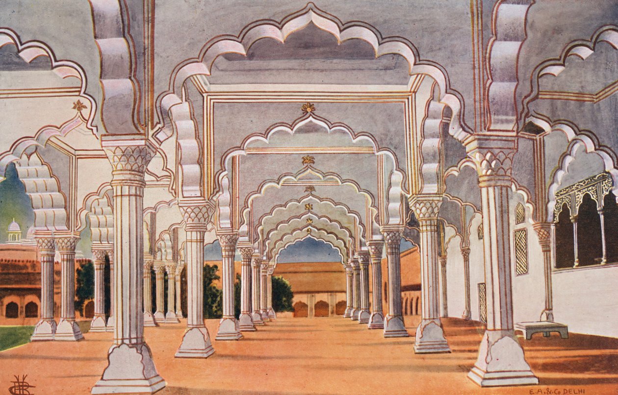 Diwan-I-Am och den inre tronen, i Agra Fort (färgfoto) av Indian photographer