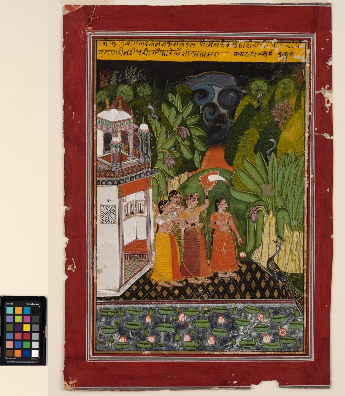 En hjältinna väntar på sin hjälte, ca 1740 (ogenomskinlig akvarell och guld på papper) av Indian School