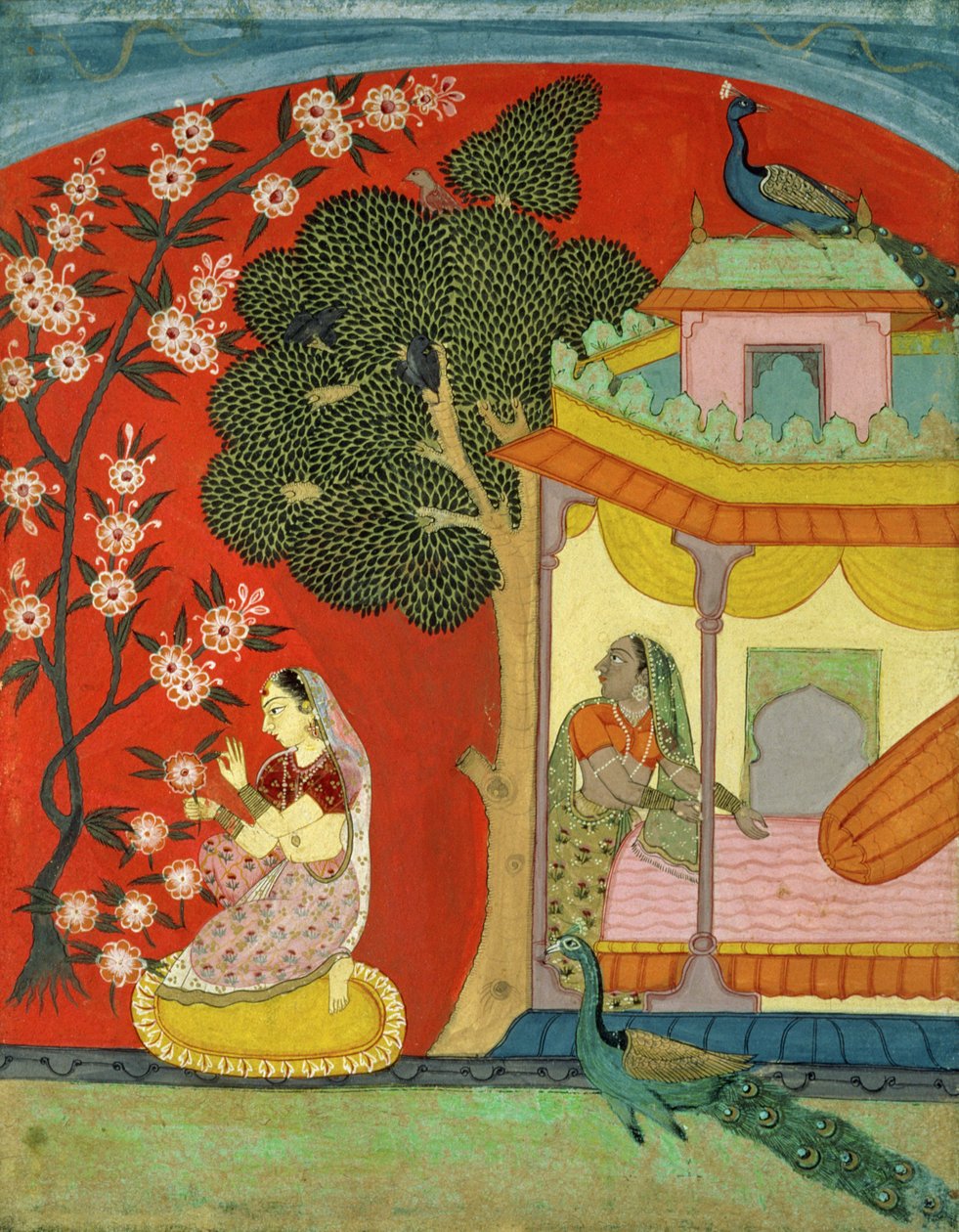 En dam som plockar blommor, södra Rajasthan eller Deccan, ca 1675 av Indian School