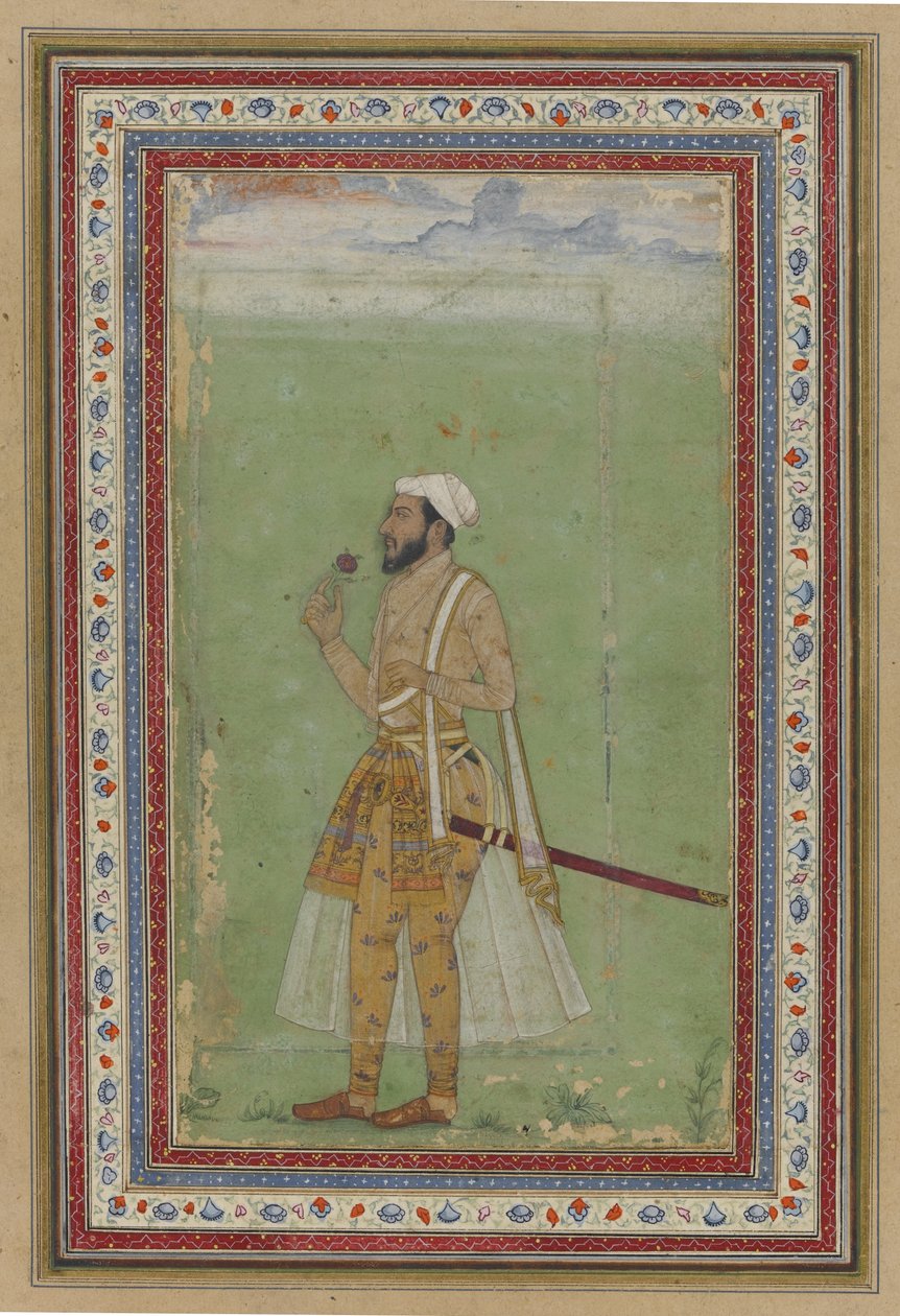 A Mughal Dignitary, c.1640 (wc & guld på papper) av Indian School