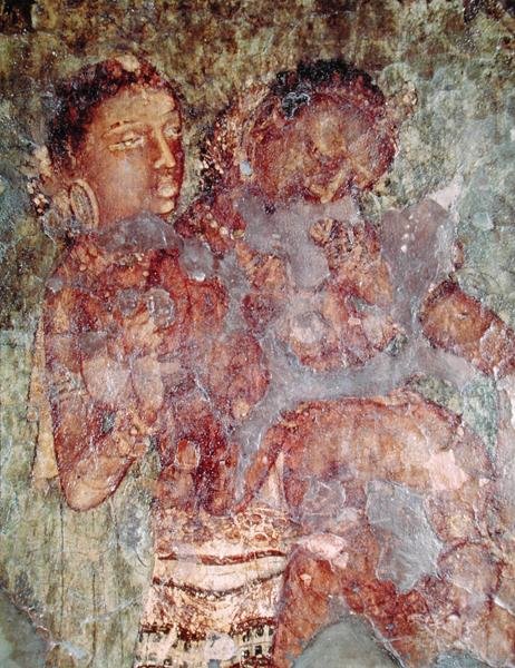 Ett furstepar, från grottan 1 (fresco) av Indian School