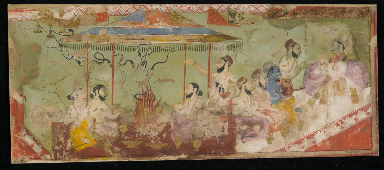 En offerceremoni, Albumfolio med målning, c.1690 av Indian School