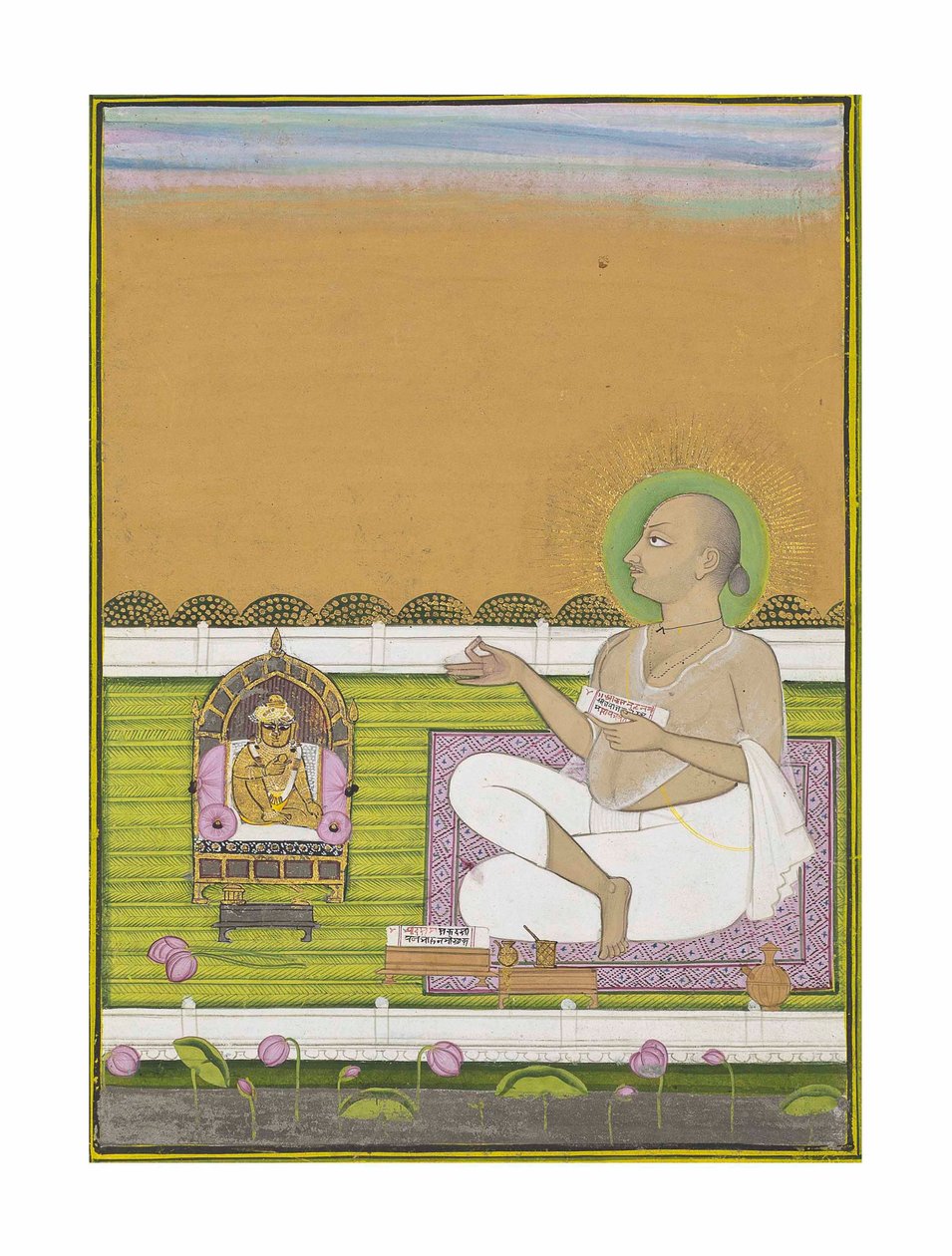 A Sage of the Pushtimarg Sect and Shri Nathji, c.1850 av Indian School