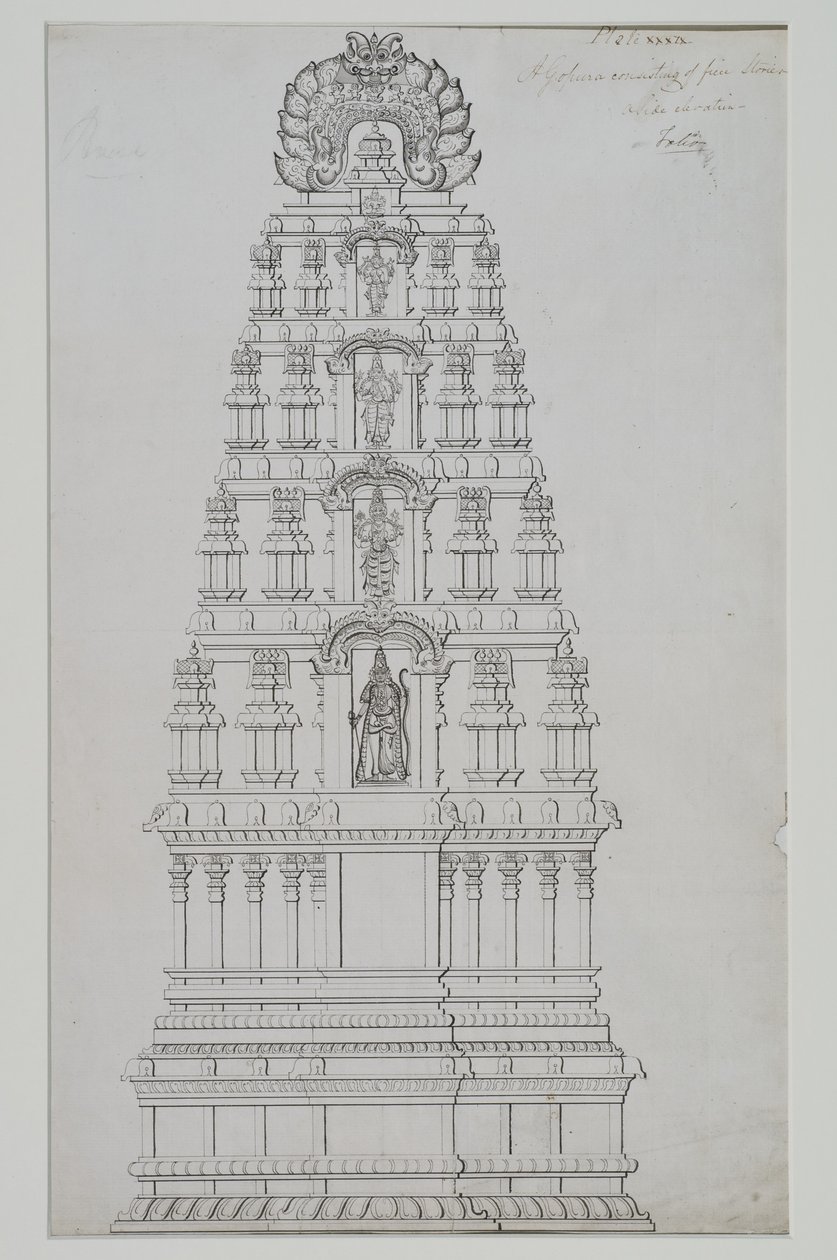 En fem våningar gopuram av Indian School