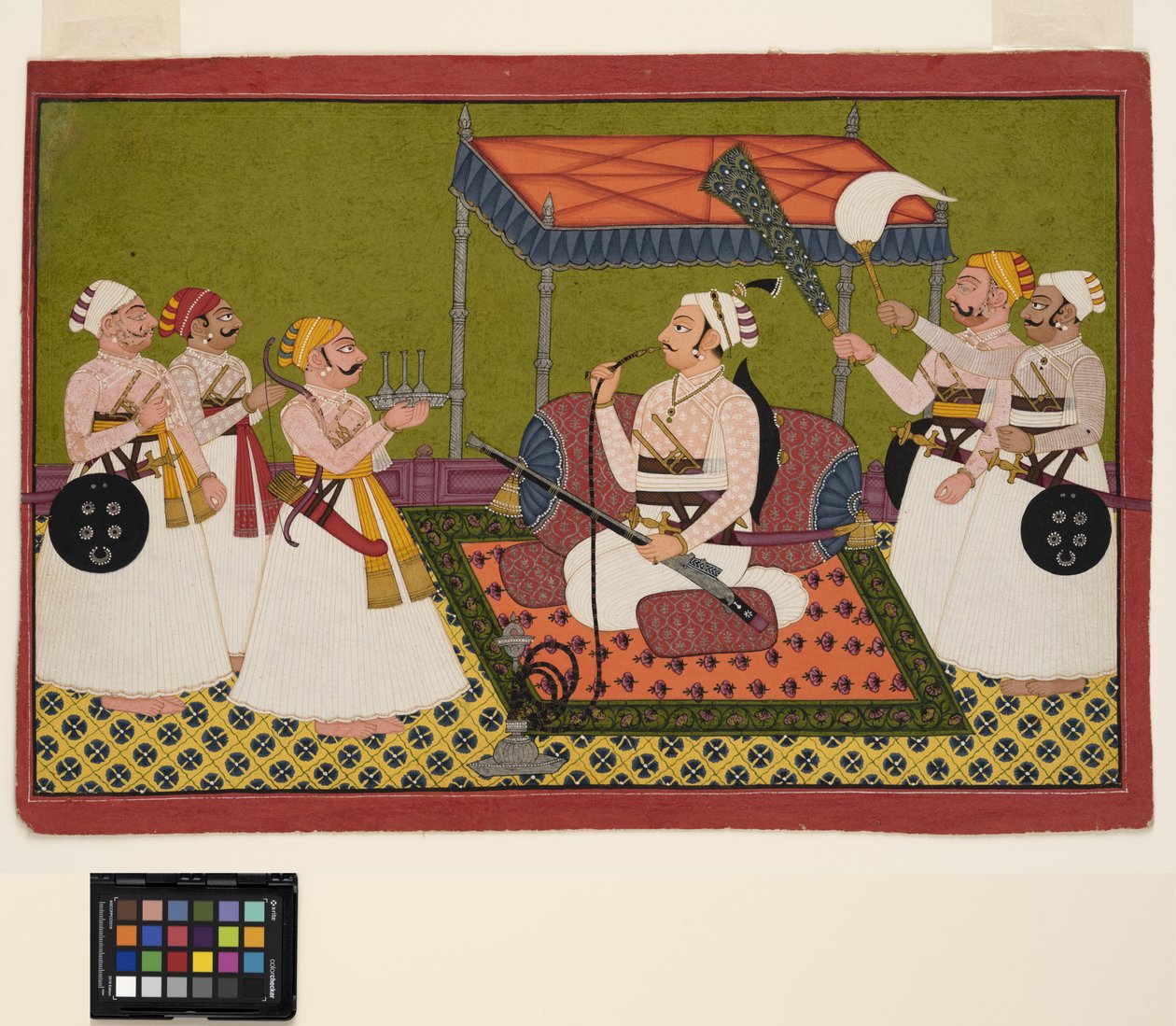 En maharaja av Samode, ca 1760 (ogenomskinlig w/c silver och guld på papper) av Indian School
