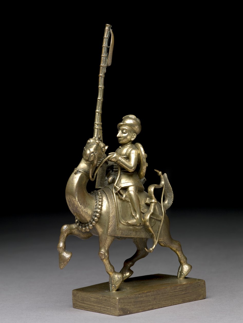 En tändsticksman som rider på en kamel, Vizagapatam, ca 1795 (mässing) av Indian School