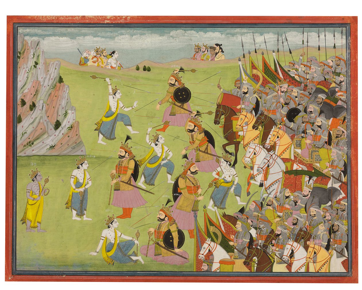 En målning från Mahabharata: Balabhadra Fighting Jarasandha, Kangra och Garhwal, c.1810-20 av Indian School