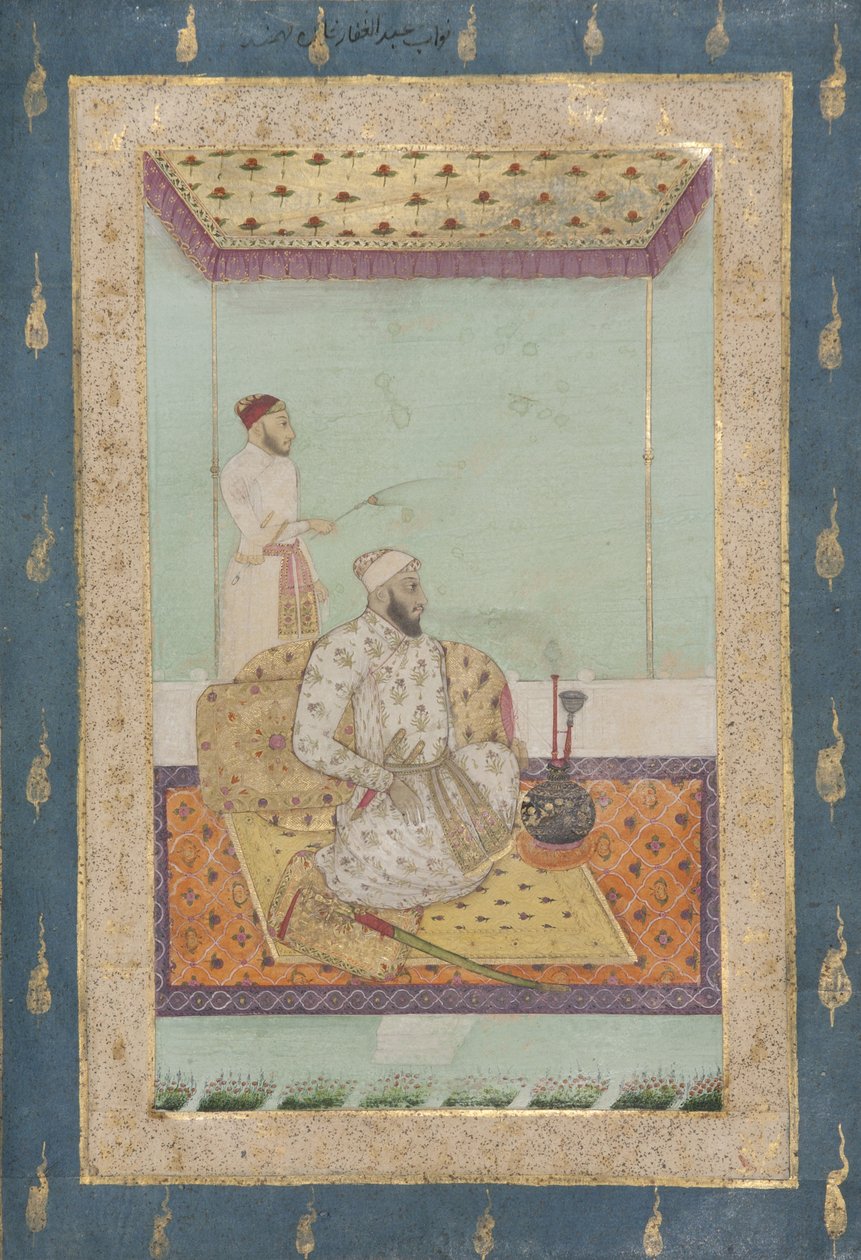 Abdul Ghaffar Khan Bahadur, ca 1680 (ogenomskinlig wc & guld på papper) av Indian School