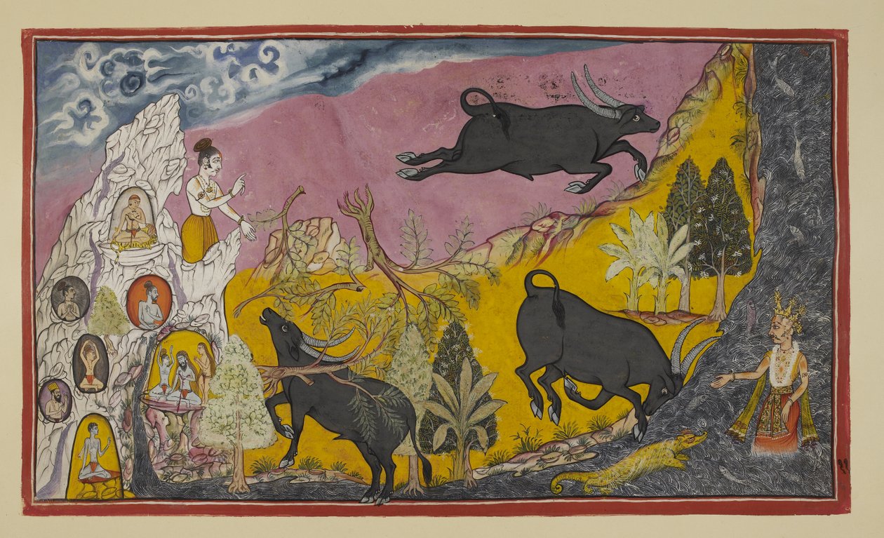 Lägg till 15296 (2) f.11r, Sugriva berättar sedan för Rama och Laksmana hur mäktig hans bror Ba av Indian School