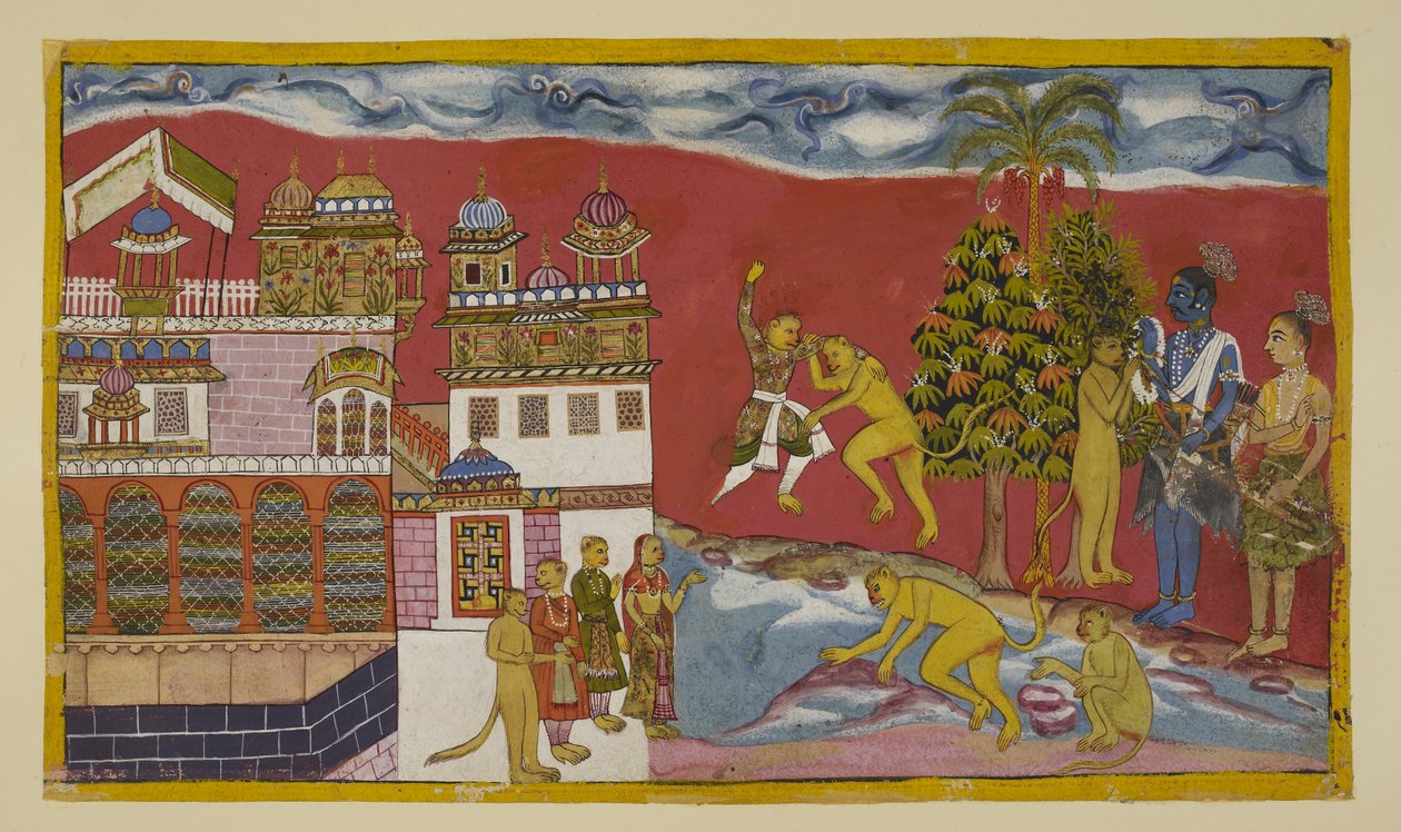 Lägg till 15296 (2) f.16r, Tillbaka utanför Kiskindhas palats av Indian School
