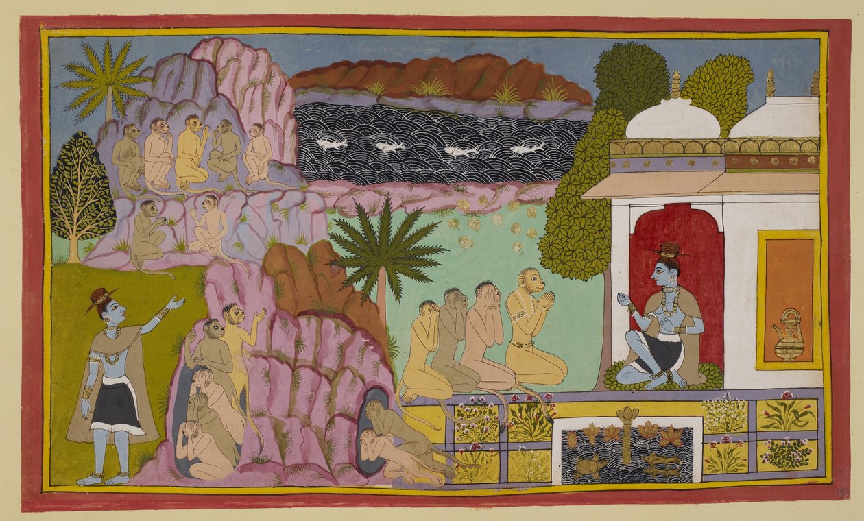 Lägg till 15296 (2) f.65r, Aporna har sagt till Svayaṃprabha av Indian School